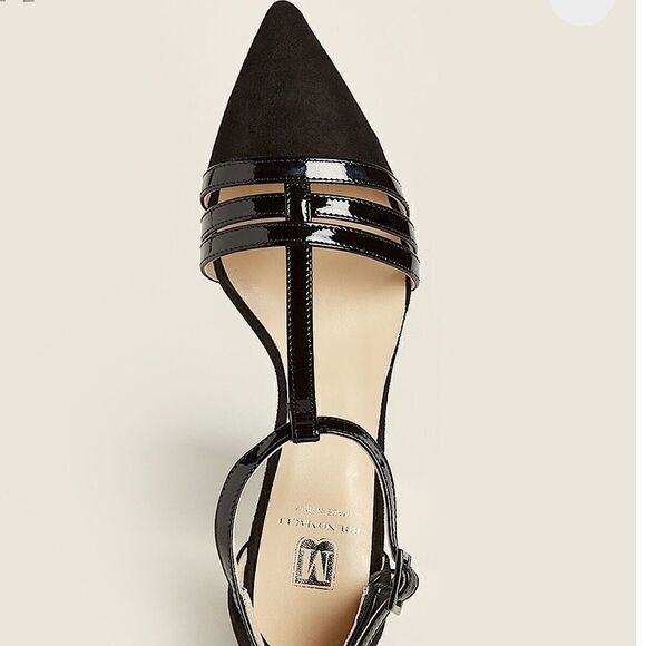 Bruno Magli Cassia Black Leather T Strap Heels - Picture 5 of 8